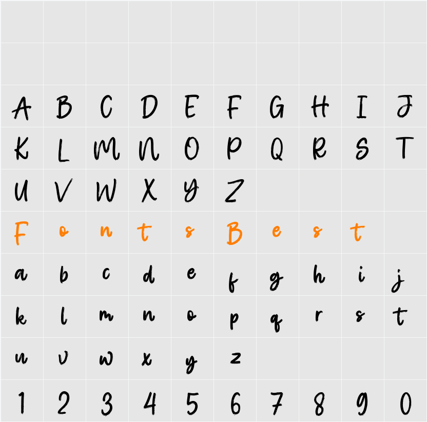 Rosttaly Script Character Map