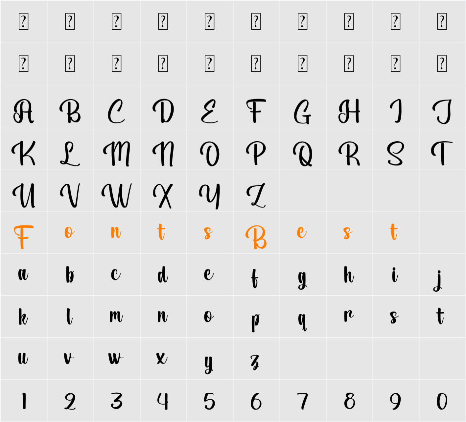 Belyttna Questin Character Map