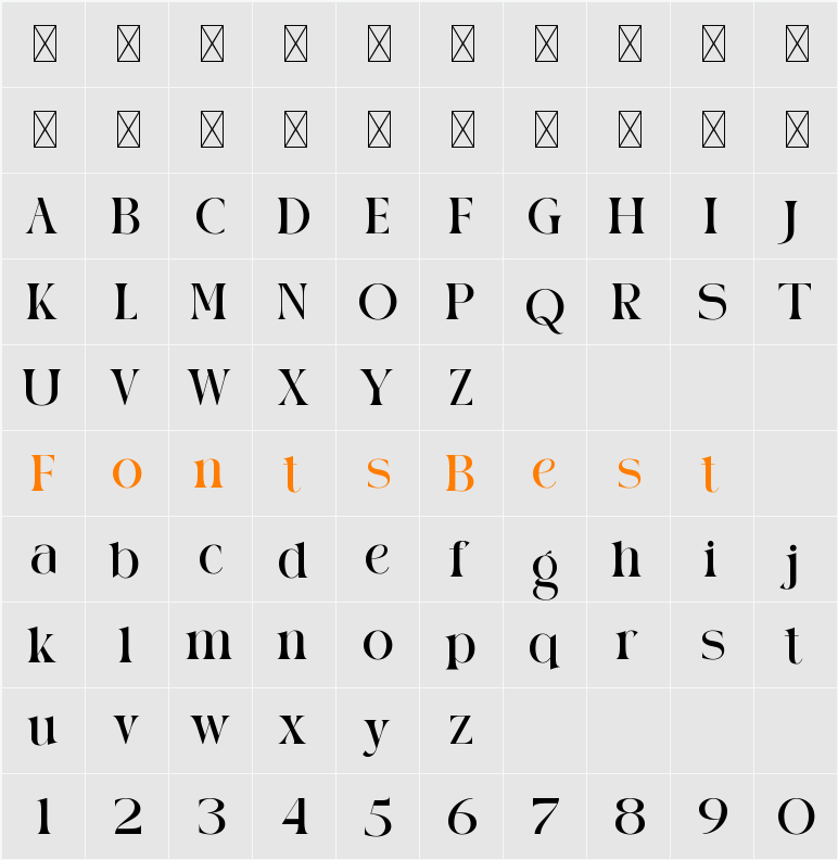 AURA LUXESS Character Map