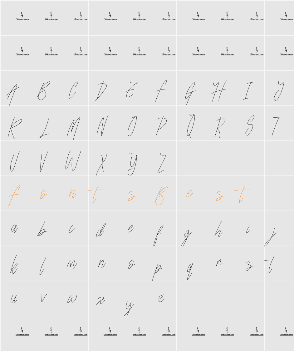 Welcome Script Character Map