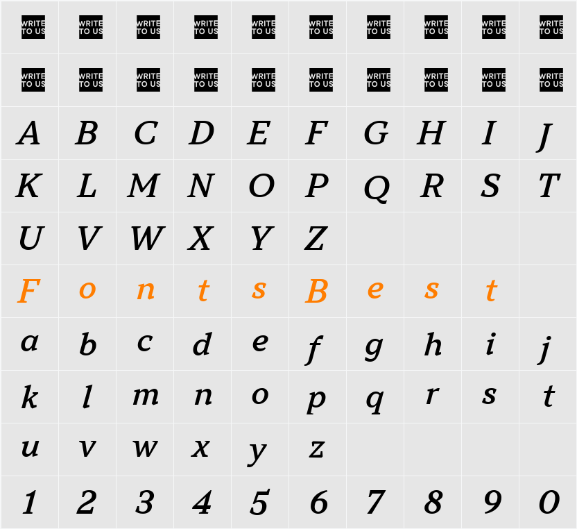 TT Nrms Pr Srf Trl Vr It Character Map