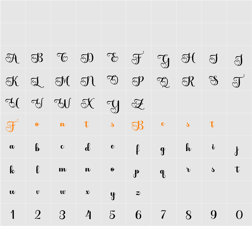 Alista Script Character Map