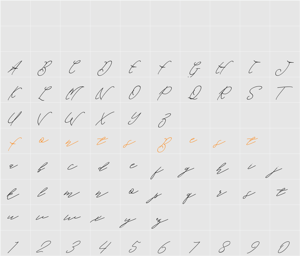 Redheads Script Character Map