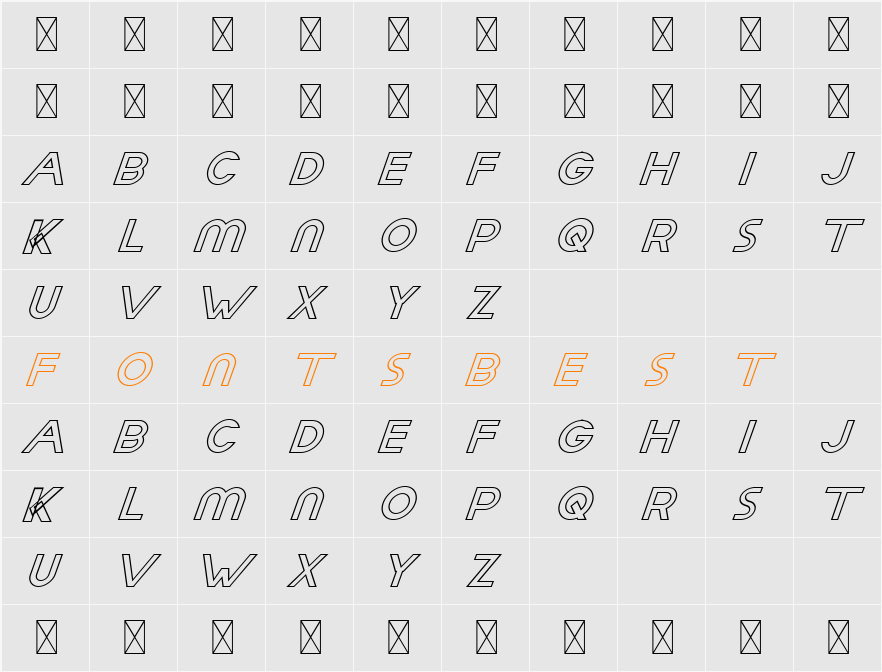 Aday Demo Outline Italic Character Map