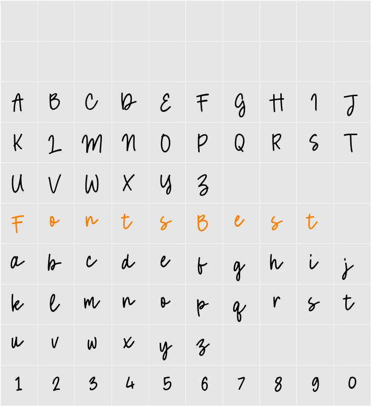 Simplefire Character Map