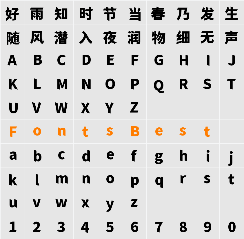 獅尾快剪黑體SC-Black Character Map