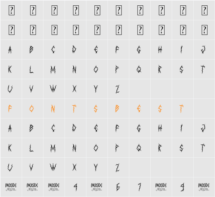 BACKSIDE Character Map