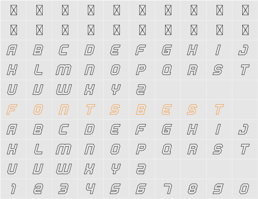 BEAT TECH Line Character Map