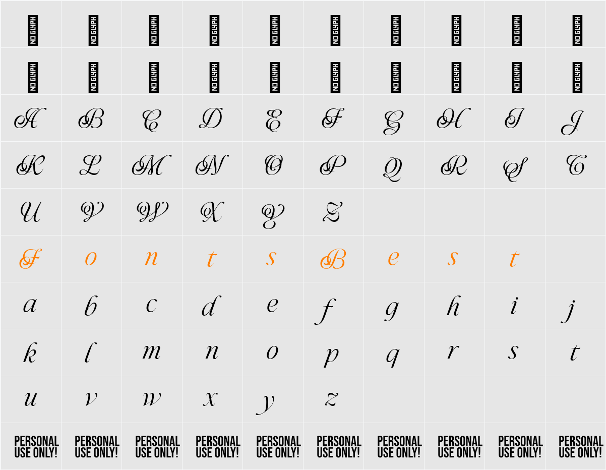 Bluesty Personal Use Character Map