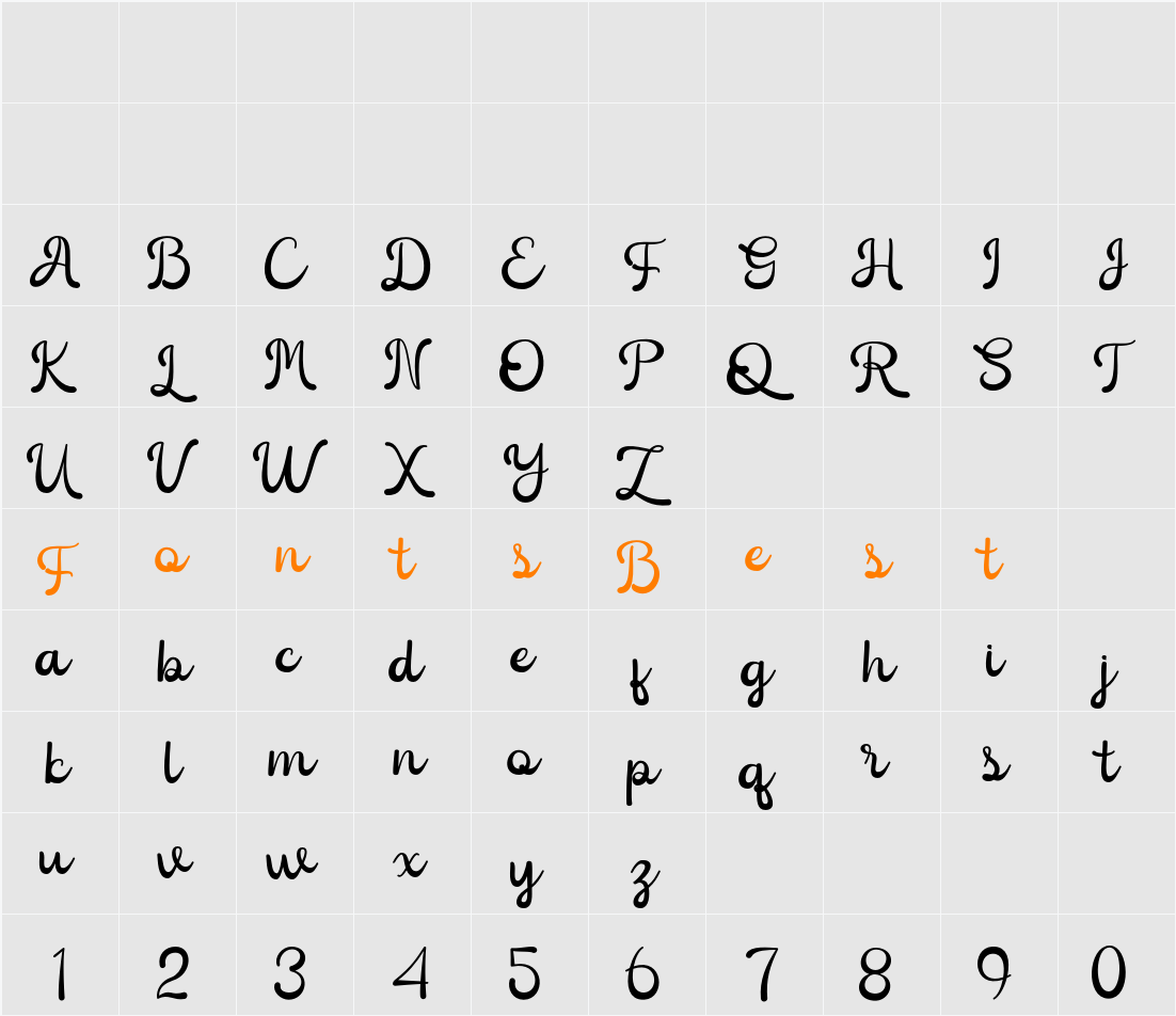 Caneline Character Map