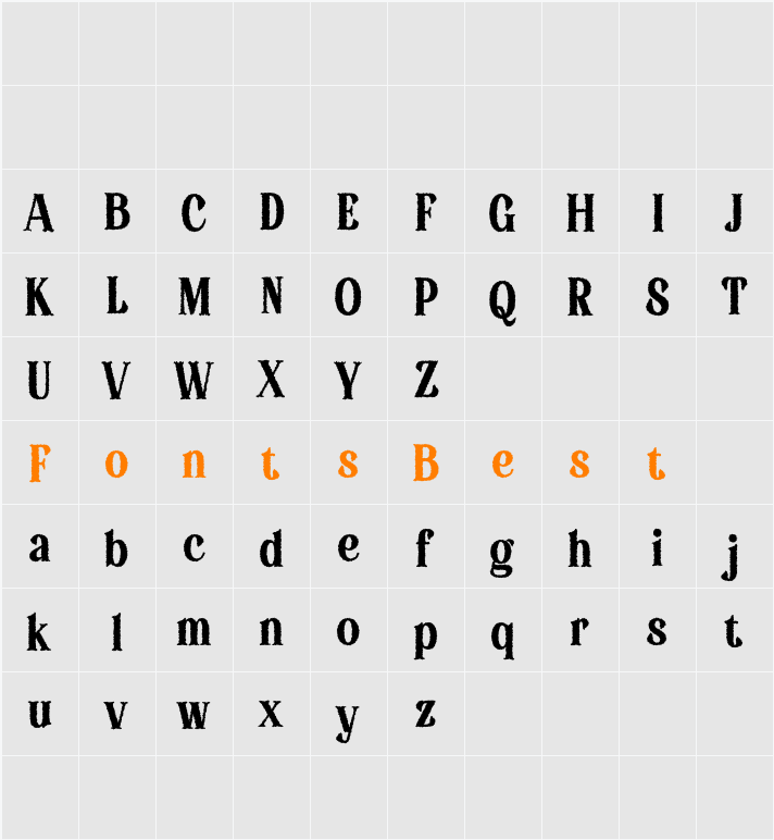 Badoney Rough Demo Character Map