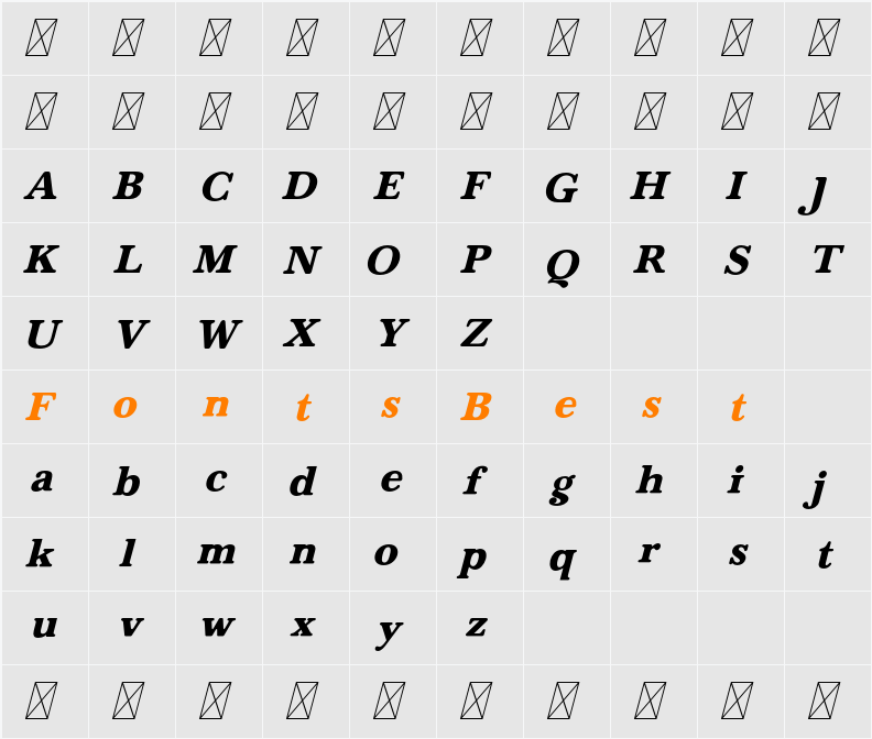 CF Switch Rhyme Ita Character Map
