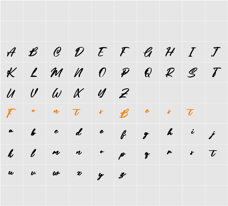 Algrowth Free Font Character Map
