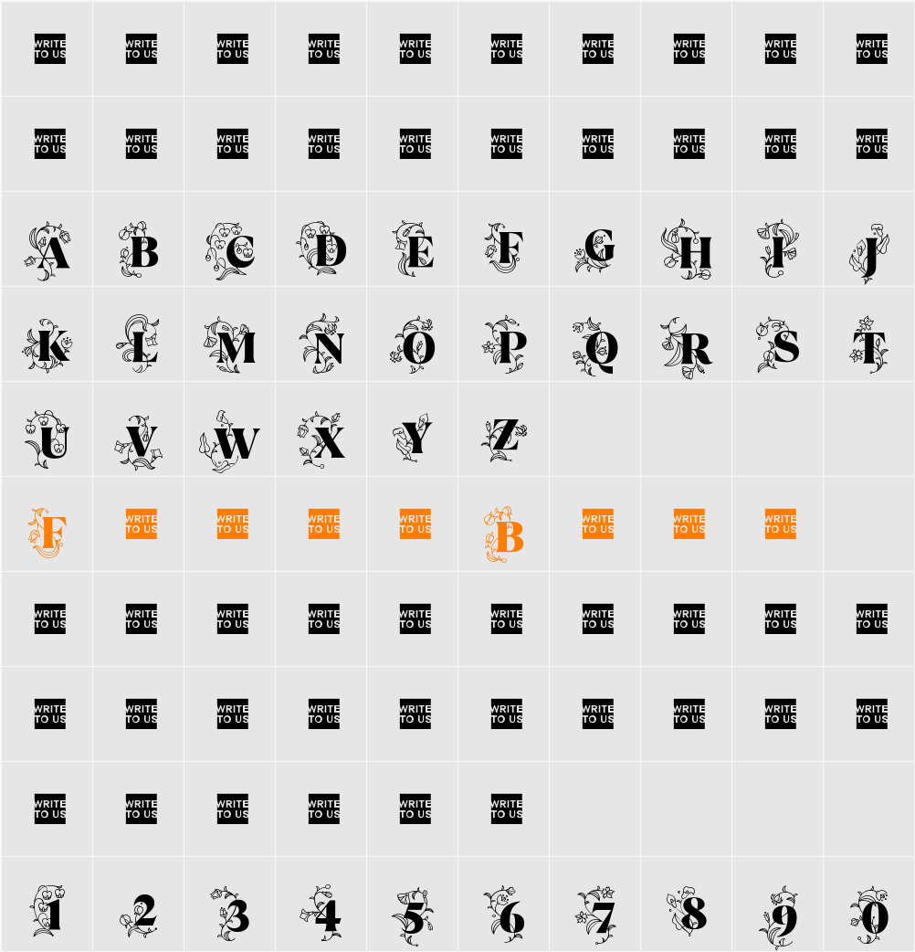 TT Ramillas Initials Trl Blc Character Map