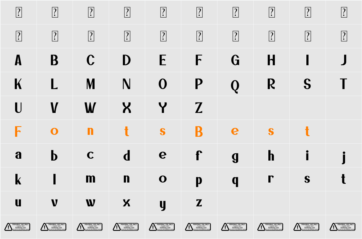 Brohypez PERSONAL USE ONLY! Character Map