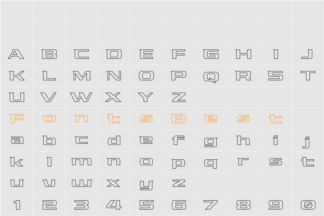 Pro Racing Outline Character Map