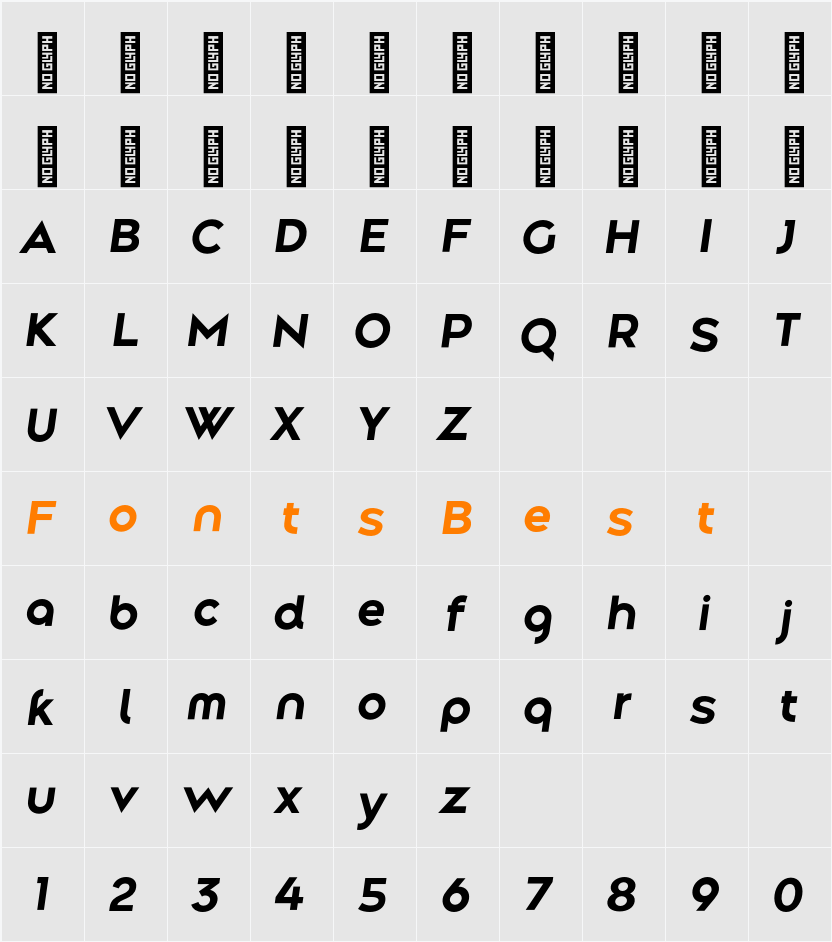 Along Sans s2 Bold Character Map