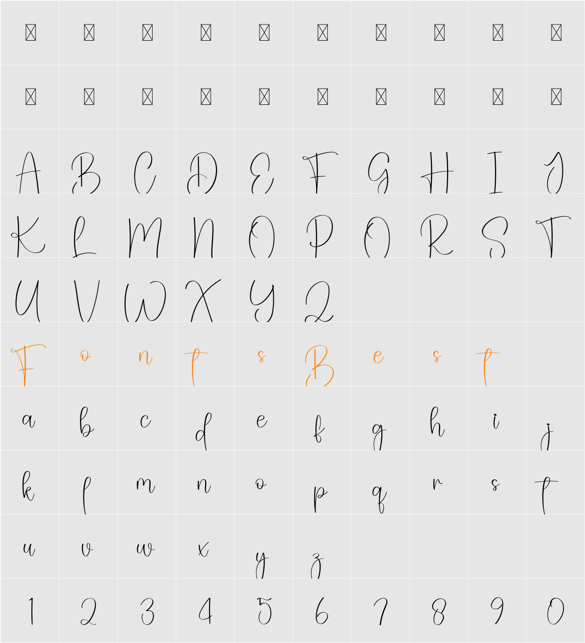 Surfingboard Character Map