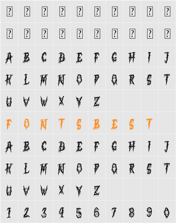 Terror Scream Character Map