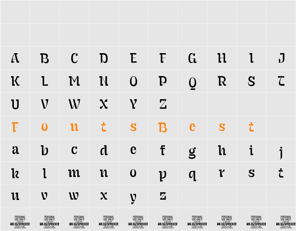 Spricker PERSONAL USE Character Map