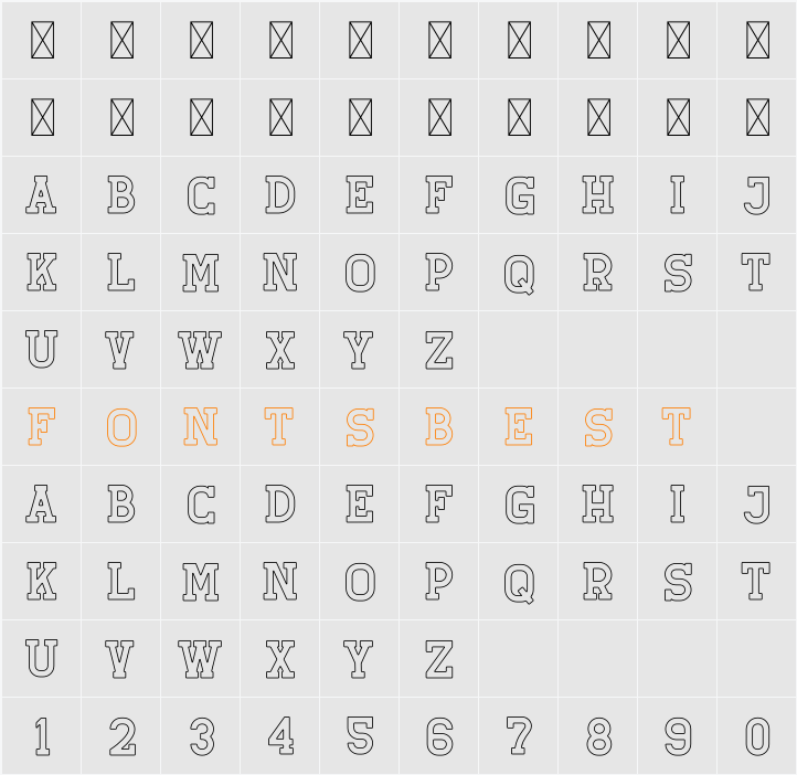 Retro Grade Outline Character Map