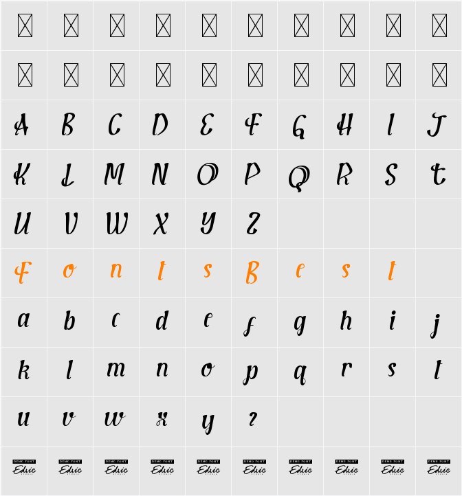 ShortHolidayDemo Character Map