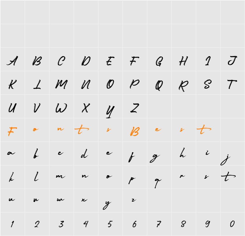 Marijose FreePersonalUse Character Map