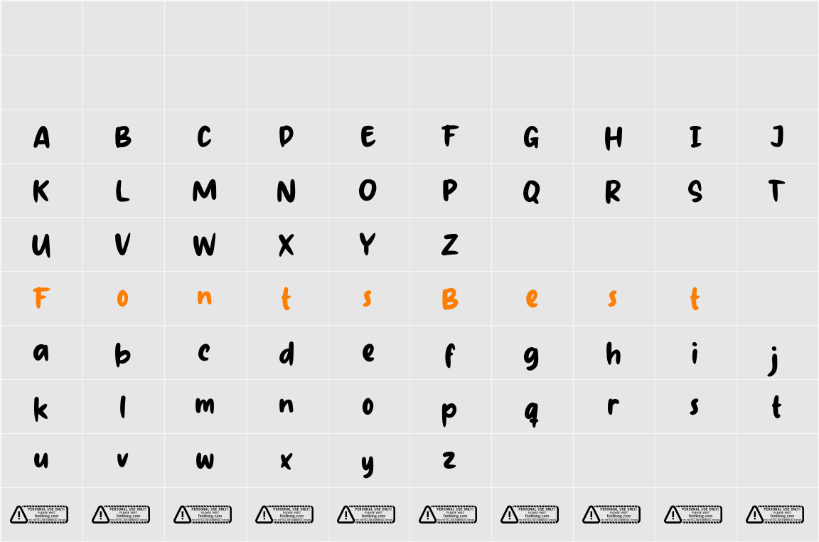 Wecome PERSONAL USE ONLY! Character Map