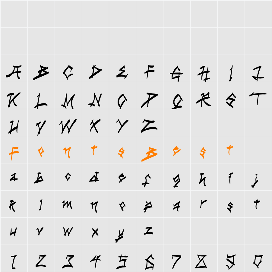 Shutoku Character Map