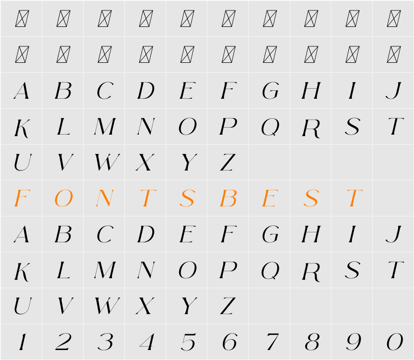 Arolse Belmonteria Serif Character Map