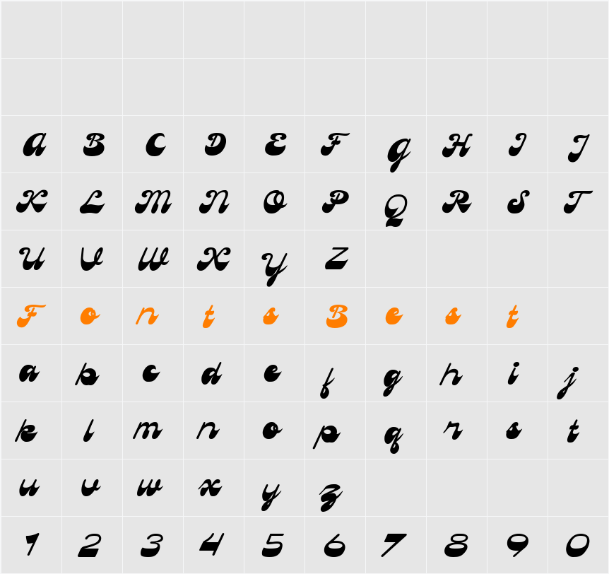 Beachplease Script Character Map