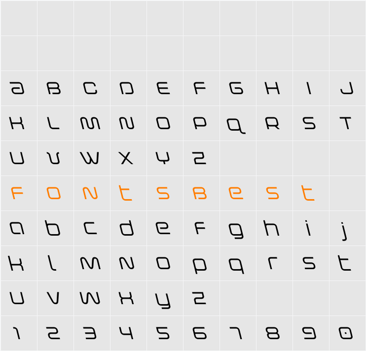 Fox on the Go Leftalic Character Map