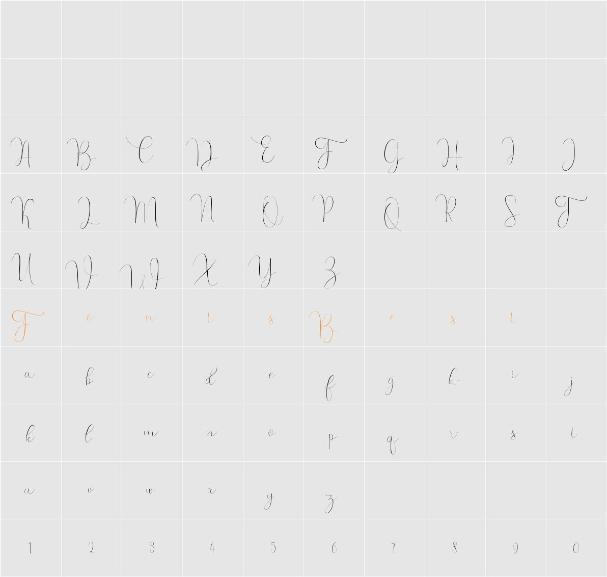 Whitening reguler Character Map