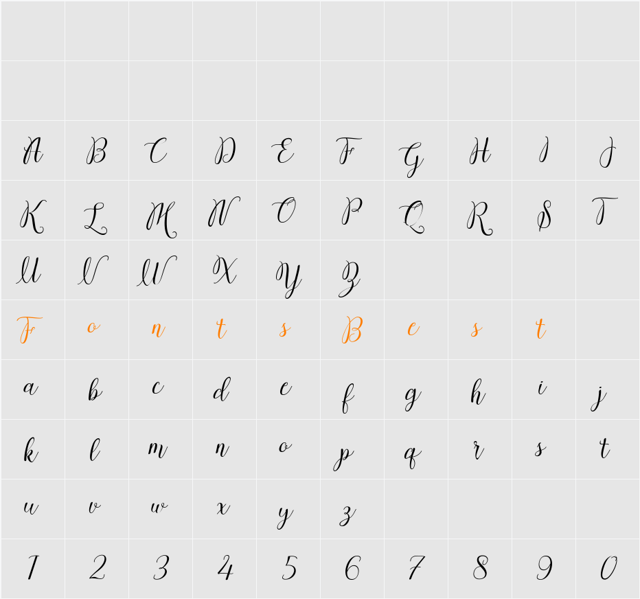 Morenthya Script Character Map