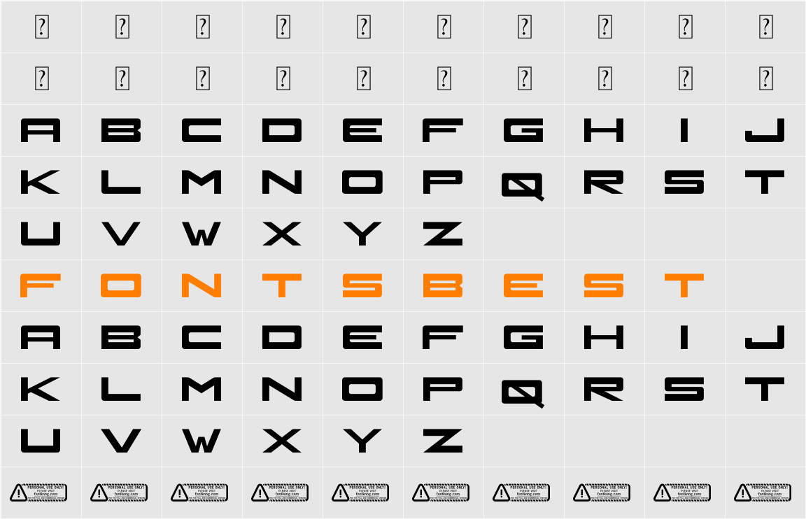 Neons Character Map