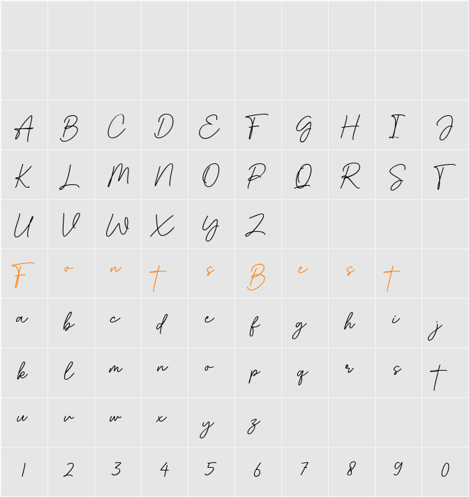 Bestina Signature Character Map