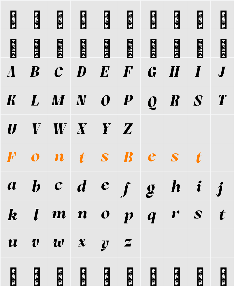 Rogik Extrabold Italic Character Map