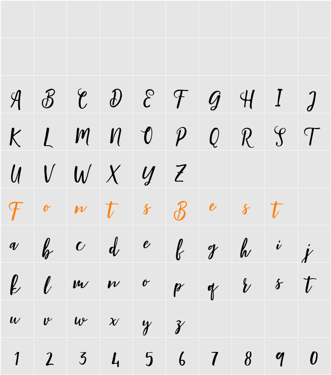 Blishfully Script Character Map