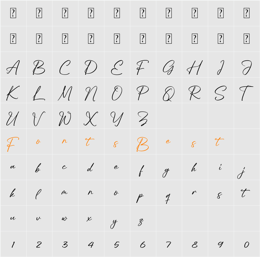 Jamella Character Map