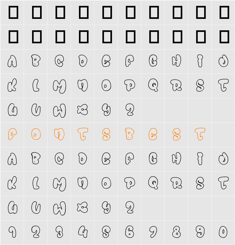 Juicy Snap Outline Character Map