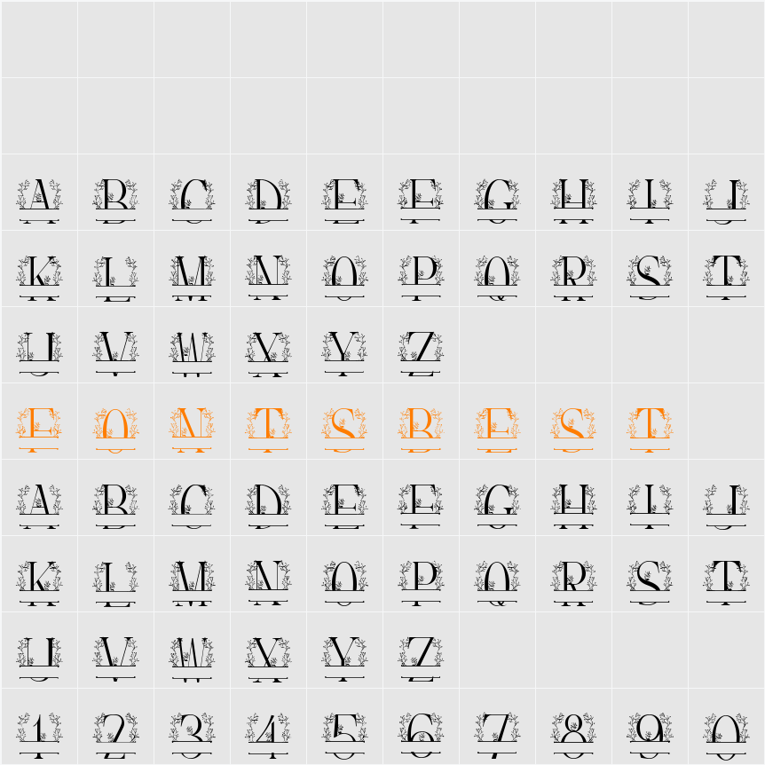 Sweet Vine Monogram Character Map