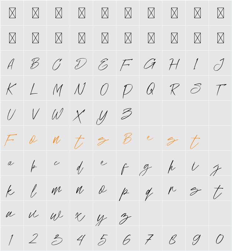 PatriceSephia Character Map