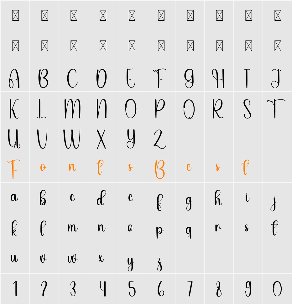 Gloria Style Character Map