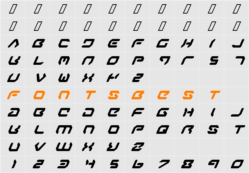 Airstrip One Italic Character Map