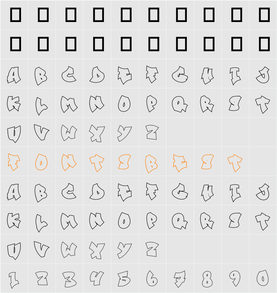 Street Echos Outline Outline Character Map