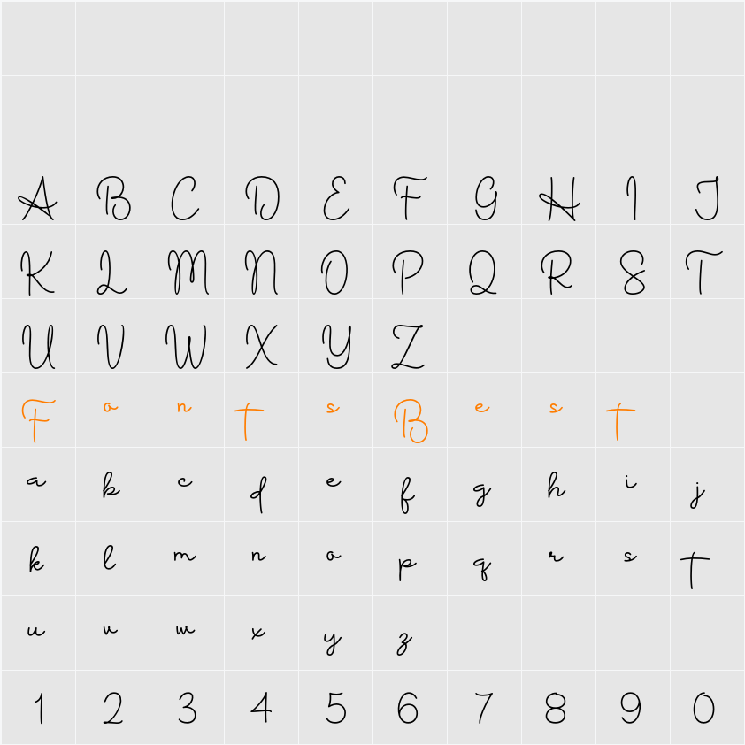 Huntgraphy Character Map