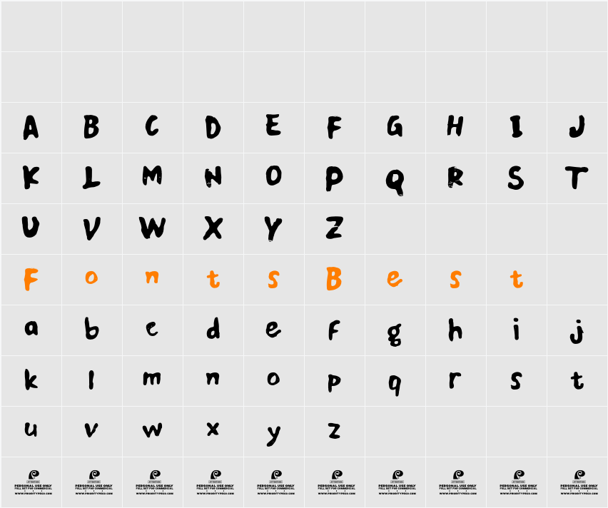 Melted Gold DEMO Character Map
