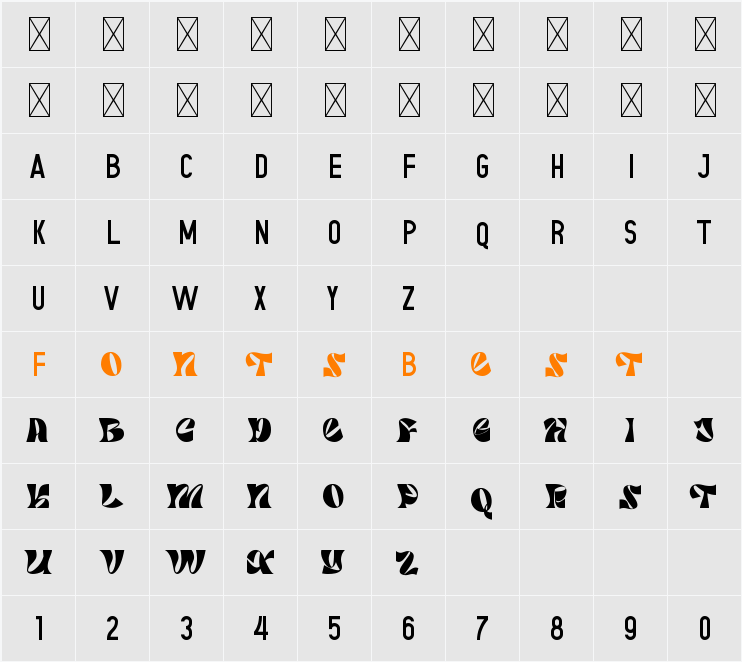 Gratezon Character Map