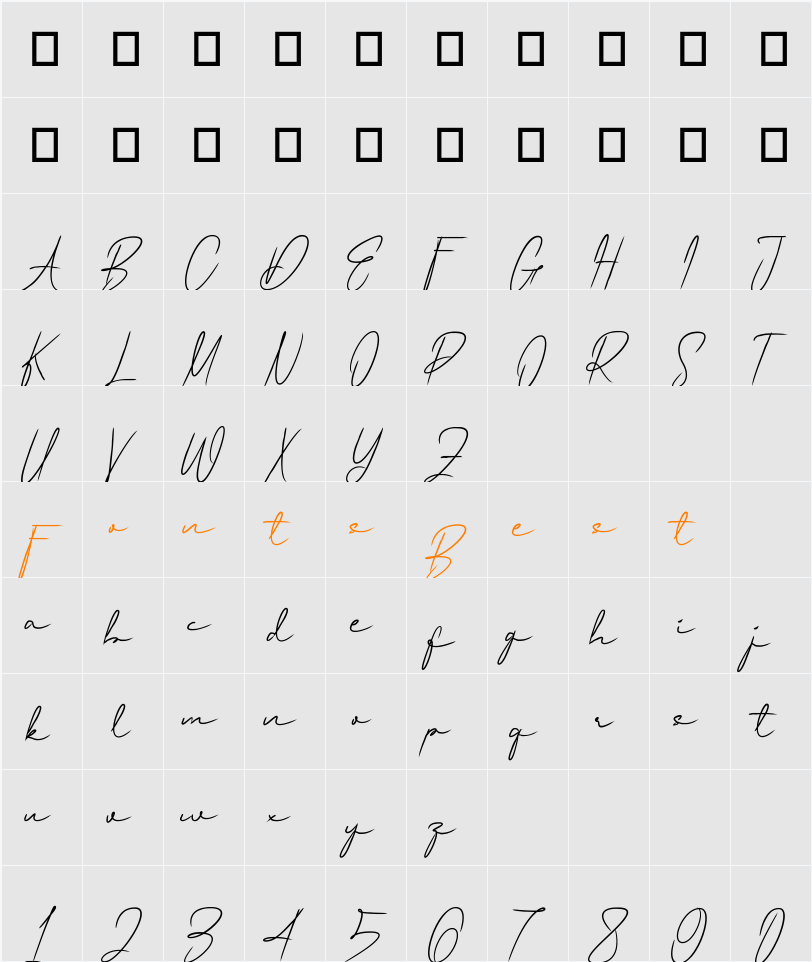 Palmori Character Map