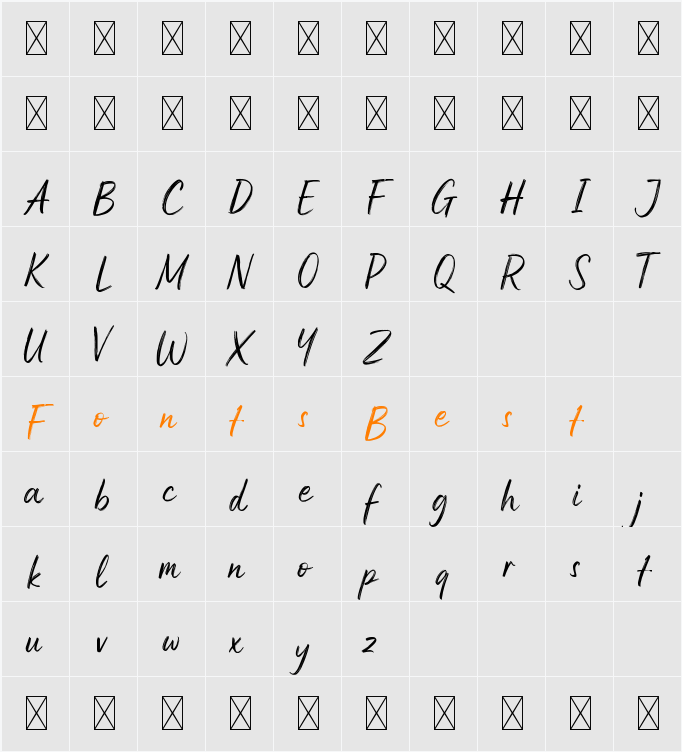 Bomqagi Character Map